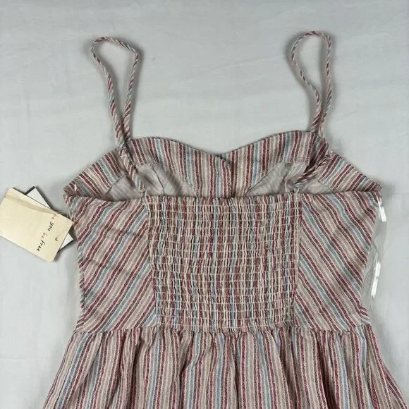 BeBop Spaghetti Strap Linen Button Front Pocketed Midi Dress Women's Size M Pink - Picture 5 of 12